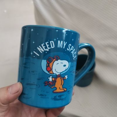 史努比陶瓷马克杯原单外贸早餐用水杯如图字母微瑕