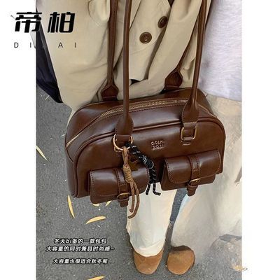 百亿补贴：帝柏复古小众腋下包女秋冬2024新款韩国手提大容量保龄球包 32.4元