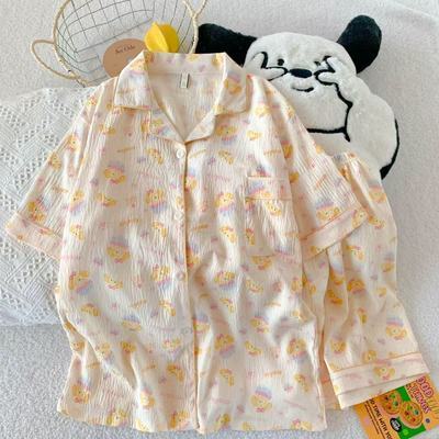 饼饼睡衣女新款睡衣女甜美卡通短袖短裤套装夏舍休闲家居服可外穿【15天内发货】
