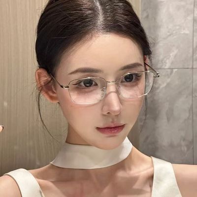 纯欲斯文风超轻方框近视眼镜女新风潮复古学生斯文防蓝光平光镜男