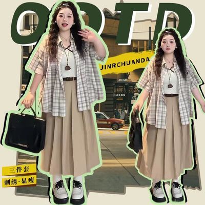 大码女装格纹衬衫