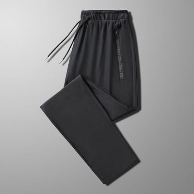 夏季男士冰丝薄款运动裤大码弹力长裤速干宽松裤子休闲休闲裤