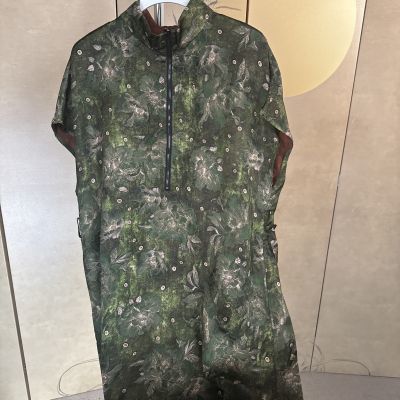 100桑蚕丝香云纱缎面拉链双面穿宽松遮肉显瘦连衣裙9012