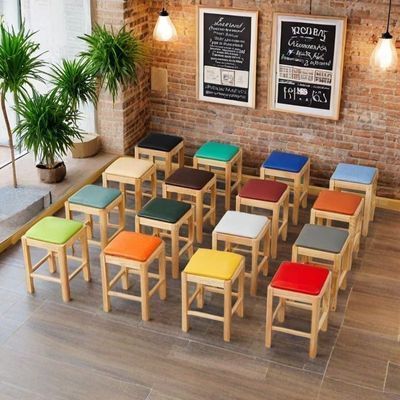 实木家用奶茶板凳餐饮面馆小吃店商用矮凳餐饮店餐厅凳子餐桌方凳优惠商品图片