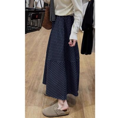 波点半身裙女高腰春夏薄款大码胖mm显瘦遮肚梨型身材中长款a字裙