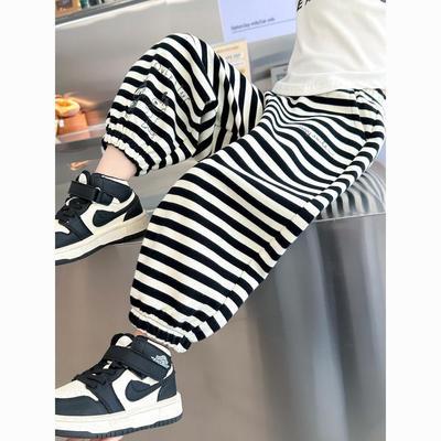 女童裤子夏装儿童薄款卫裤2025新款夏季洋气休闲裤宝宝宽松条