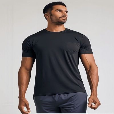 男式干爽短袖圆领运动T恤男友风格男士超薄速干运动短袖T透气上衣