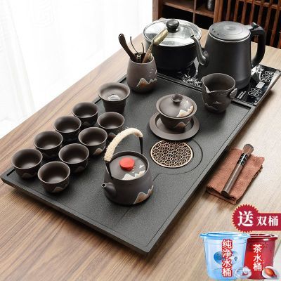 乌金石茶盘整套功夫茶具套装家用简约客厅办公泡茶台全自动烧水壶