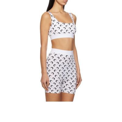 套装Marin*e春夏新女士月牙满印花辣妹月亮文胸短款运动背心+短裤【5天内发货】