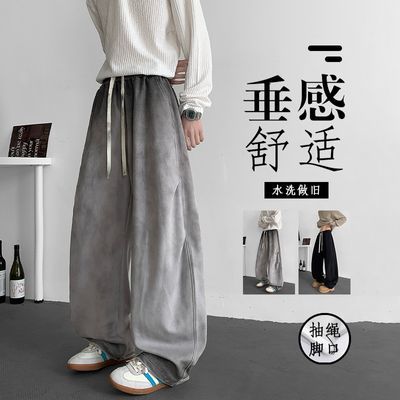 2025爆款宽松大码美式复古做旧扎染渐变弯刀伞兵裤潮流阔腿