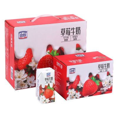 5月新货忠厚草莓牛奶整箱200ml*6盒儿童牛奶正品早餐奶
