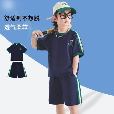 巴布豆家族运动套装男童夏季短袖t恤两件套儿童帅气休闲薄款短裤