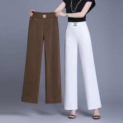 高腰阔腿裤女秋季2025新款显瘦窄版垂感女士气质宽松休闲直筒裤子