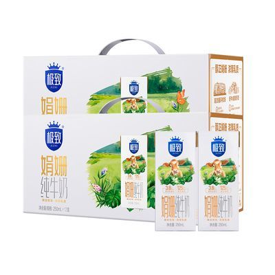 三元极致娟姗纯牛奶250ml*12盒*2箱  3.8g乳蛋白