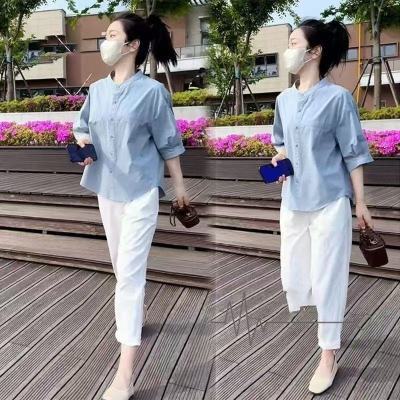 今年流行漂亮夏装搭配一整套时尚炸街减龄小个子衬衫两件套装裤女