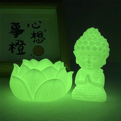 夜光发光宝宝佛莲花底座Q版如来摆件大日如来禅意打坐佛车载摆件