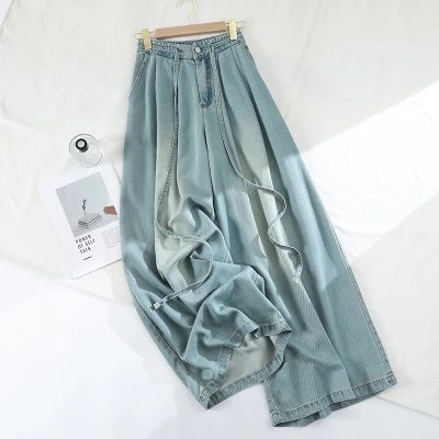 松紧腰天丝超薄牛仔裤女2025夏季薄款大码胖mm显瘦时尚拖地