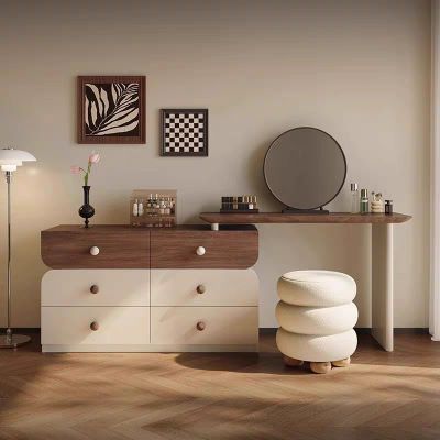 新中复古风梳妆台打造一体化现代简约造型多功能收纳化妆桌