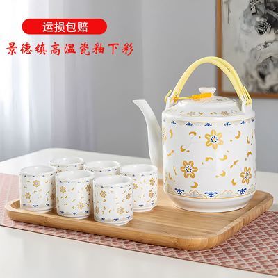 太阳花陶瓷防烫精致景德镇耐高温防爆家用水壶泡茶壶陶瓷茶壶优惠商品图片
