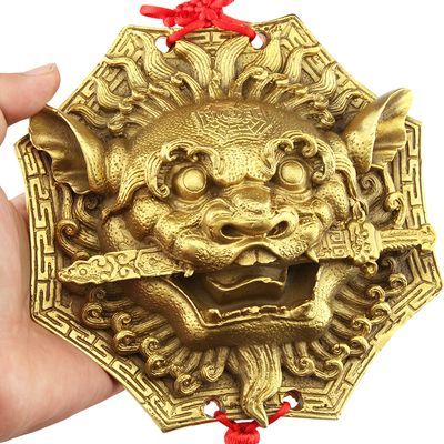 狮咬剑铜狮子挂件镜虎头牌兽头睚眦摆件家居优惠商品图片