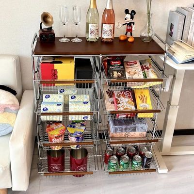 置物架中古小推车客厅移动带轮零食收纳架多层家用卧室厨房收纳