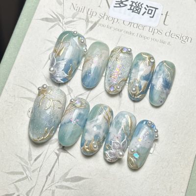 多瑙河手工穿戴甲美甲纯手工可拆卸贴片甲片指甲高级