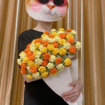 毛毯花束diy材料包玫瑰花朵毯子钩织毛线钩花编织自制礼物送女