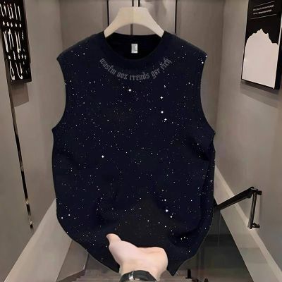 潮牌满天星设计感亮片坎肩背心男多巴胺新款薄款透气上衣t恤男款
