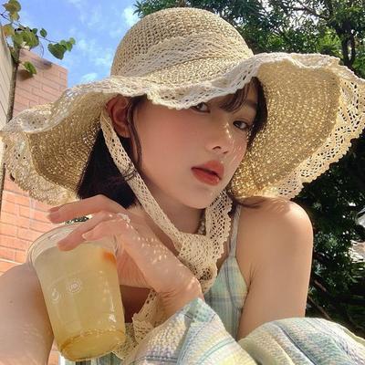 草帽女2025新款夏季镂空草编帽出游防晒帽子沙滩海边大帽檐遮