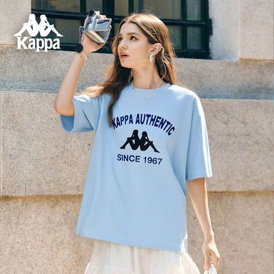 卡帕Kappa 复古运动短袖新款男女印花T恤休闲圆领运动半袖夏