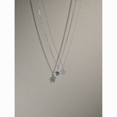 Vintage古着Sky Blue Diamond蓝色星星锆石项链小众ins甜美锁骨链