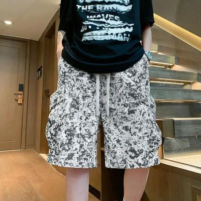德迪夏季潮牌夏季抽绳松紧运动五分裤男复古宽松基础百搭休闲短裤