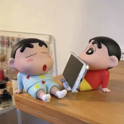 日漫蜡笔小新手办睡袍小新手机支架野原新之助模型公仔桌面摆件【