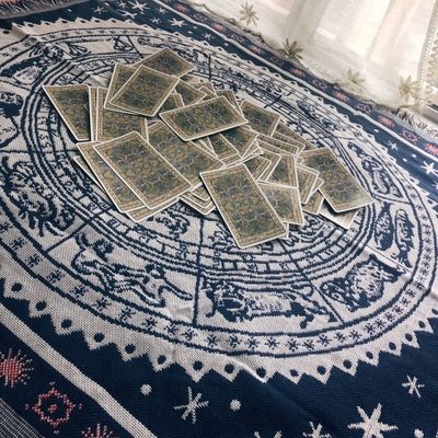 星座卡牌桌布桌游棉麻仪式感taluo防滑流苏疗愈雷诺曼90*90cm厚实