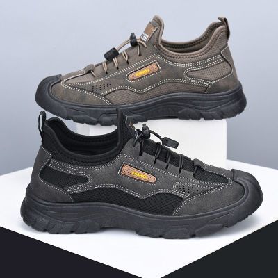 春季新款登山鞋男户外透气舒适健步鞋百搭休闲鞋一脚蹬软底爸爸鞋