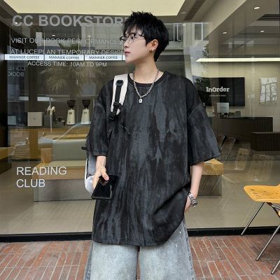 美式复古泼墨扎染短袖夏季潮牌ins宽松重磅休闲半袖体恤上衣