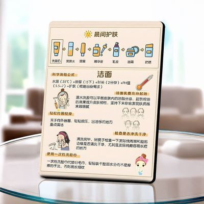 皮肤护肤步骤美容相框摆件护肤办公桌摆台书房办公室高颜值装饰画