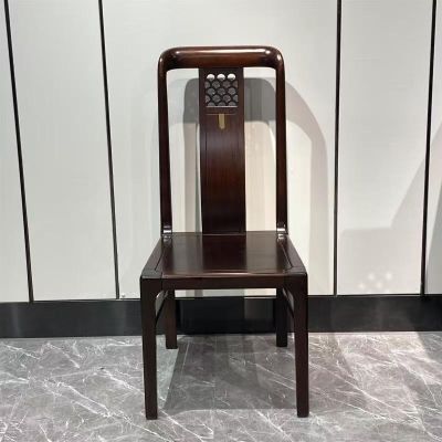 新中式乌金色实木餐椅现代简约餐厅靠背椅小户型餐桌配套休闲椅子