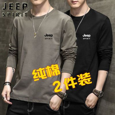 JEEPSPIRIT吉普纯棉长袖T恤男士春秋打底衫宽松休闲圆领内搭上衣优惠商品图片