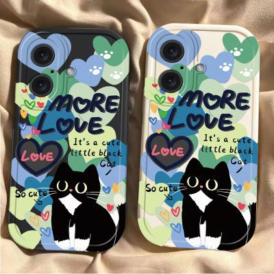 LOVE黑猫苹果16Plus手机壳iPhone16Plus男女潮款卡通可爱磨砂软