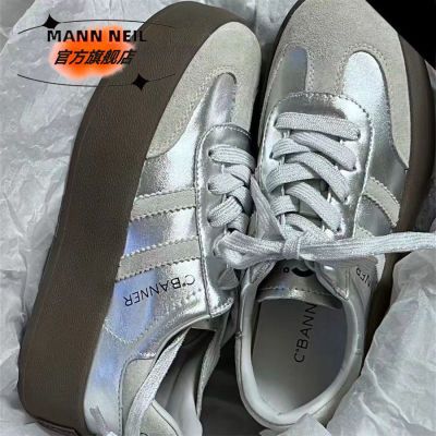 MannNeil赵露思明星同款德训鞋复古两条杠拼色休闲鞋秋季百搭板鞋