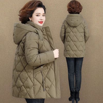 妈妈冬装羽绒棉服女中长款2025新款中老年棉衣秋冬季保暖棉袄外套