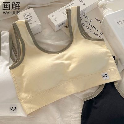 新款无痕内衣女舒适透气无钢圈防震文胸运动固定杯少女学生背心薄