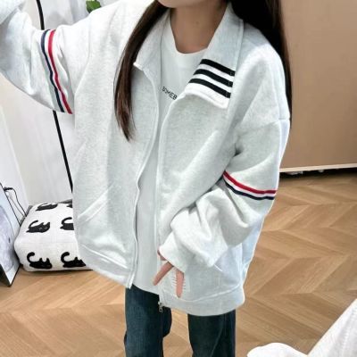 2025秋季新款时尚领子三条杠设计情侣外套男女同款百搭潮流卫衣