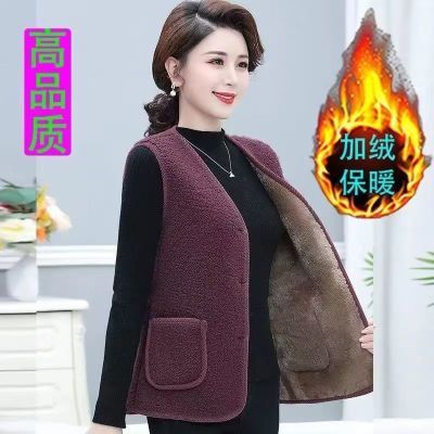 加绒妈妈新款马甲坎肩秋冬外套加厚背心宽松保暖上衣棉马甲女外穿