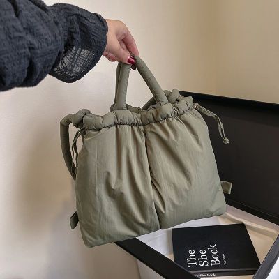 跨境尼龙双肩包女士羽绒充棉时尚学生书包便携化妆包休闲单肩女包