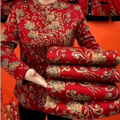 年货加绒打底衫女中老年冬季新款妈妈新年加厚复古上衣保暖民族风
