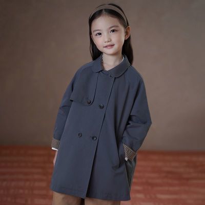 【哈齿】童装春秋儿童上衣休闲宽松中长款风衣男童女童灰色外套高级感