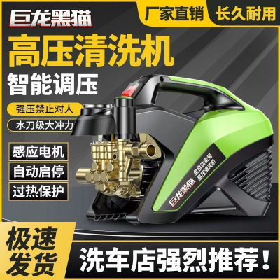 巨龙黑猫超高压洗车机清洗墙面清洗庭院清洗车辆220V可调压洗车机