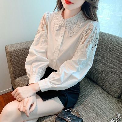 早秋季法式刺绣衬衫女春秋装2026年新款显瘦长袖气质镂空上衣衬衣
